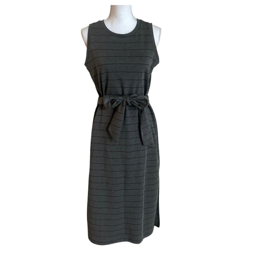 Banana Republic GRAY&BLK STRIPS CLASSIC WORK CASUAL  MAXI DRESS SIZE M